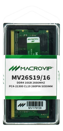 Memória Macrovip Ddr4 16gb ( 1 X 16 ) 2666mhz Para Notebook