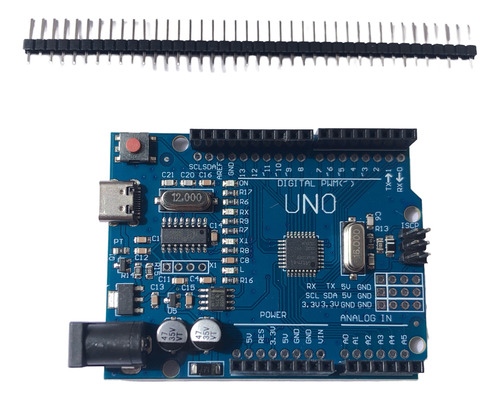 Placa Compatível Arduino Uno R3 Smd Ch340 Usbc + Cabo Usb-c
