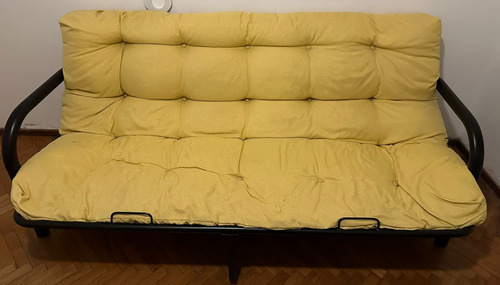 Futon En Steel Frame Con Colchon Color Mostaza