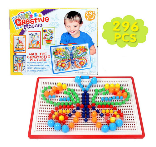 296pcs Champiñón Uñas Puzzle Educativo Creativo Mosaico Peg 