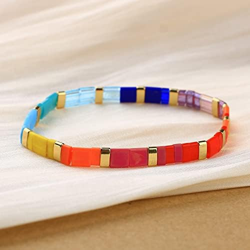 T Kelitch Arco Iris Miyuki Pulseras Elásticas Con Cuentas