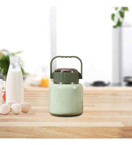 Frasco Para Comida Quente Com Colher Com Alça Verde
