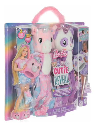 Barbie Cutie Reveal Pareja Pijamada Unicornio Y Panda