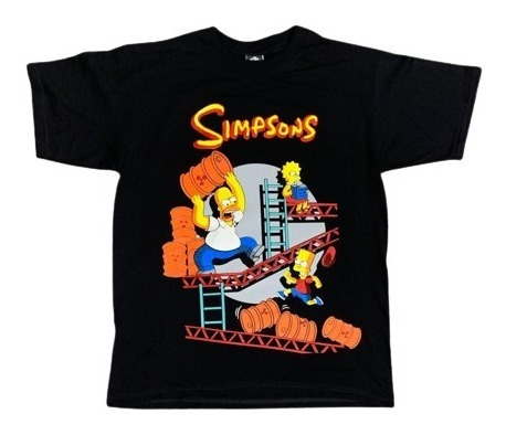 Franelas Estampadas Los Simpsons Unisex Negra Algodón