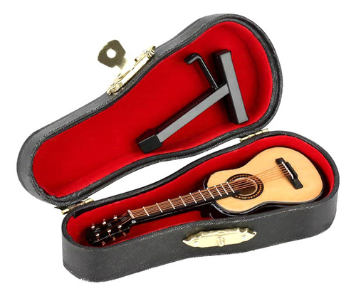 Guitarra En Miniatura, Mini Modelo De Guitarra En Miniatura De Madera Con Soporte De Guitarra Modelo De Pantalla Mini Adornos Para Decoración De Oficina En Casa Cumpleaños De Navidad(16 Cm)