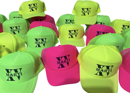 Gorras Trucker Personalizada Con Tu Logo O Imagen Aqui V2 Amarillo Fluor Frente Blanco Unica Lisa