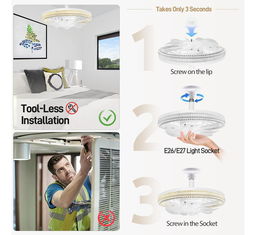 12 Pulgadas Lámpara Con Ventilador Techo 7 Aspas 34w Control Remoto, Ventilador De Techo Genérica W466 Turbo Con 5 Palas De Plástico Color Blanco 50cm De Diámetro 127v