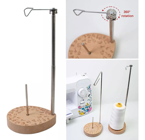 N Soporte Para Hilo De Coser, Cono Único, Base De Madera,