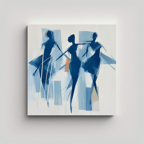 70x70cm Cuadro De Mujeres Bailando En Azules Abstractos