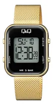 Comprar Reloj Q&q By Citizen M207j012y Para Mujer Crono Luz 50mts Color de la malla Dorado Color del bisel Dorado Color del fondo Negro