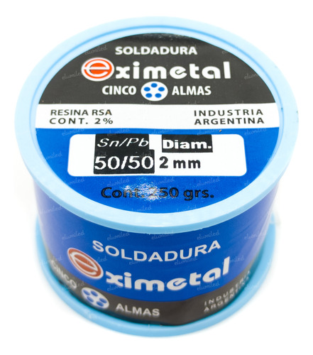 5 Rollos Estaño 50/50 250gr 1/4kg Eximetal Diametro 2mm