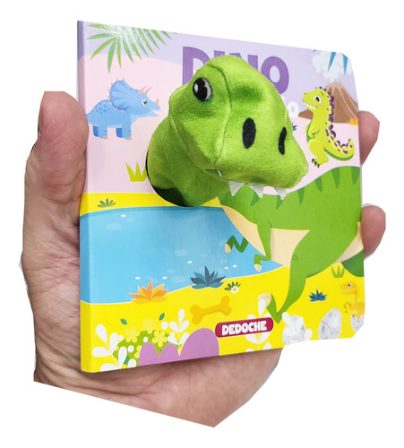 Kit Com 4 Livros Dedoche Interativos Cartonados Coleção Dedinhos Fantoches Vaquinha Dinossauro Unicórnio Tigre