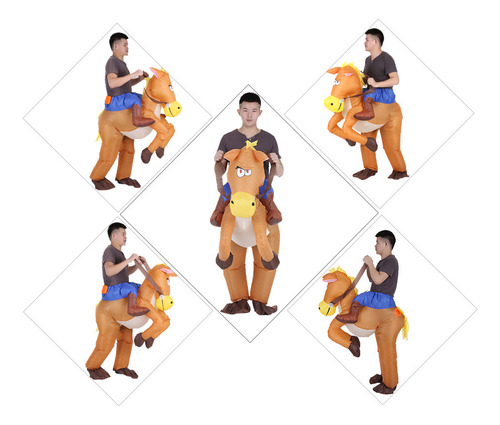 Divertido Disfraz Inflable De Vaquero Montado En Caballo