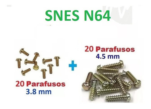 20 Parafusos 3.8mm + 20 4.5 Snes E N64 - Frete R$ 14,80