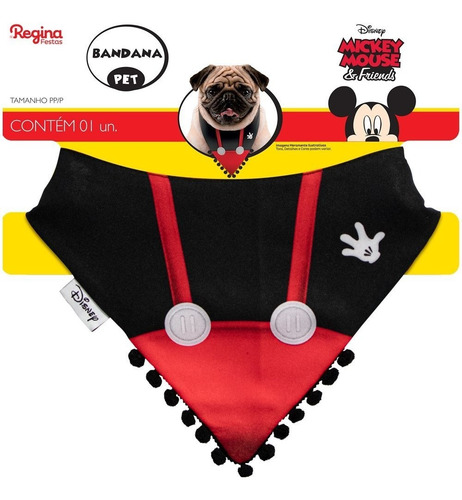Imagem 3 de 4 de Bandana - Lenço Mickey Mouse - Cachorro Pequeno - P P - P