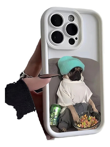 Bonita Funda De Teléfono Blanda Con Diseño De Perro De Dibuj