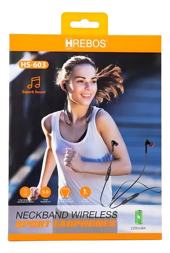 Fone Neckband Sport Intra-auricular Estéreo Bluetooth 5.0 Cor Preto