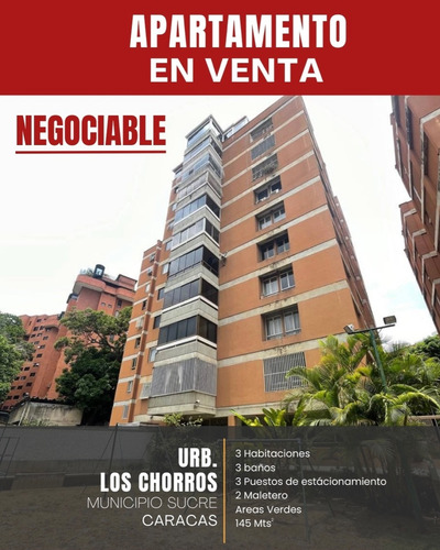 Amplio Y Funcional Apto En Urb. Los Chorros, 150m2, 3hab, 3baños, 3p/e, 2maleteros. Negociable