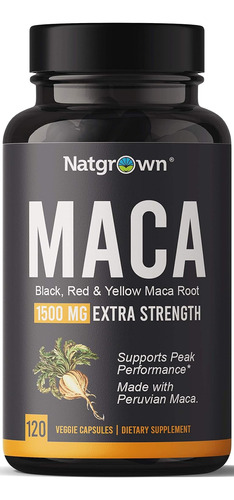 Raiz De Maca Organica 1500 Mg Negra Roja Amarilla 120 Cap