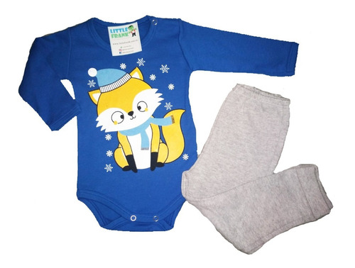 Conjunto Para Bebe Body Manga Larga Zorrito Y Pantalon 