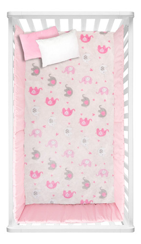 Cobertor Para Bebe Elefantitas Ultra Suave Y Calientito Rosa