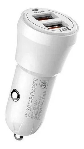 Imagem 3 de 3 de Carregador Veicular Com 2 Usb Qc3.0 3,0a Ucv-q230wh C3 Tech