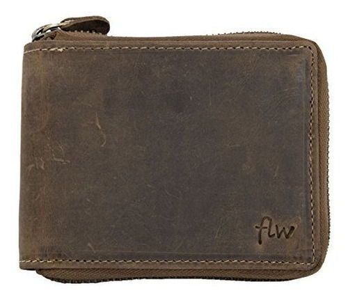 Flw Grande Fuerte Real Cartera De Cuero Con Rkrcx