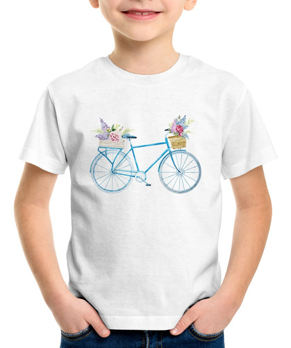 Camiseta Infantil Bicicleta E Flores Camisa