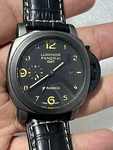 Reloj Panera.i Lumino.r 3 Days 1950 Gmt 44mm Automático Negr Negro Negro Negro (Usado)