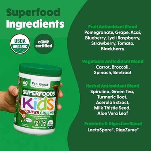 Super Greens Feel Great Para Niños - Chocolate