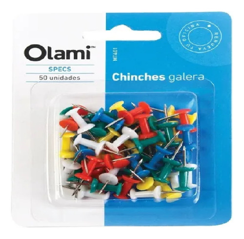 Señalador Galera Push Pins Olami X24 Blister X50 Unidades