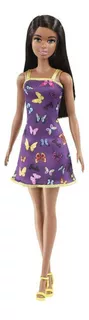 Boneca Barbie Fashion Negra Com Vestido Borboletas - Mattel