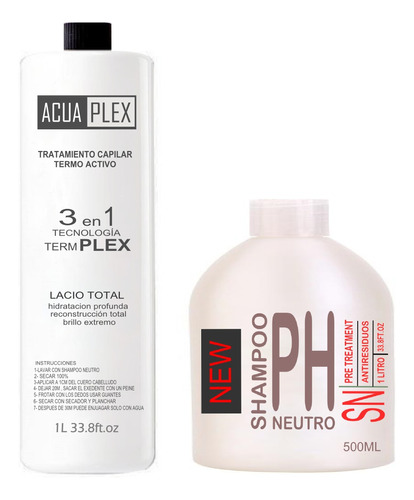 Alisado Term Plex 1 Litro 3 En 1 Hidratación + 500ml Shampoo