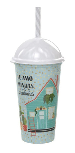 Vaso Milk Shake Plasutil Con Sorbito De Varios Diseños Febo