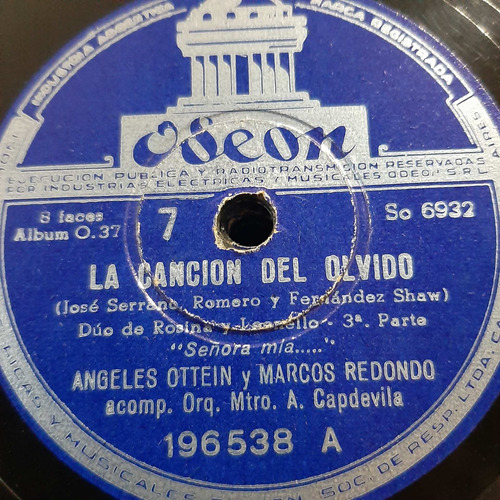 Pasta Angeles Ottein Marcos Redondo Odeon 196538 C175