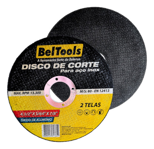 50 Disco Corte Fino Inox 4.1/2x3/64x7/8 Aço Ferro Beltools