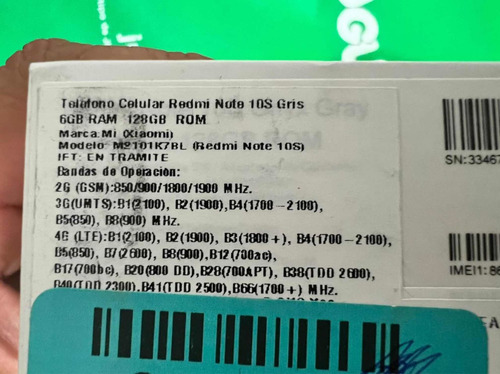 Xiaomi Redmi Note 10s Gris Celular 6gb Ram 128 Gb (Usado)