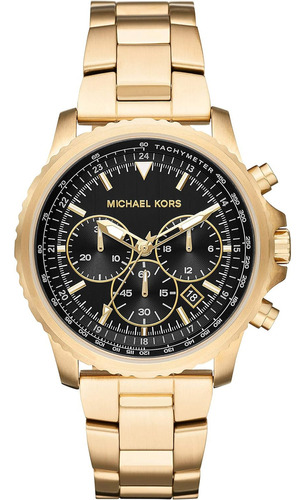 Michael Kors Theroux - Reloj Cronógrafo De Acero Inoxidable Color de la correa Dorado Color del bisel Dorado Color del fondo Negro