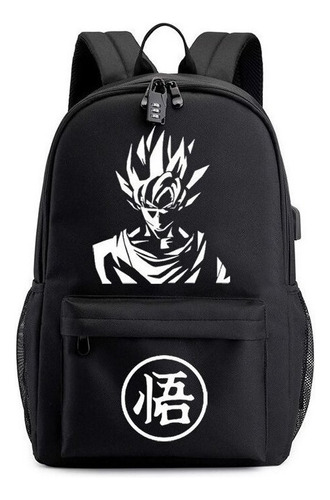 Mochilas Escolares Estudiantes Luminous Usb Carga Goku Negro