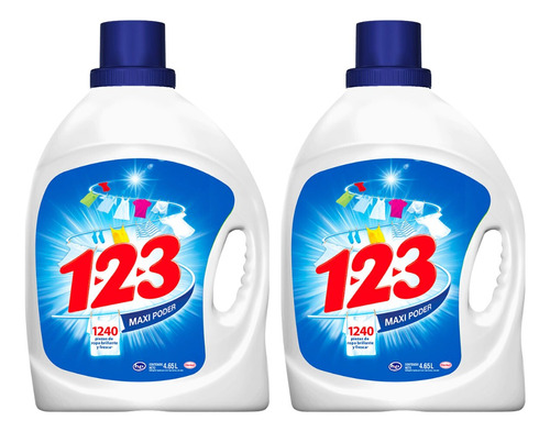 2 Pack 123 Detergente Liquido Ropa 4.65 Lt
