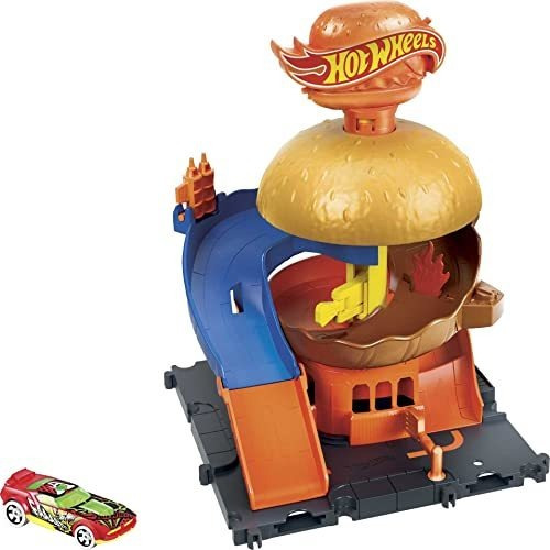 Hot Wheels City Burger Drive-thru Playset Con 1 Hot Y8hp6