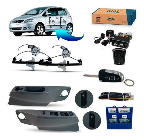 Kit Vidro Elétrico Fox 4 Portas Até 2009 + Alarme Canivete