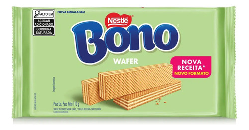 Biscoito Wafer Recheio Limão Bono Pacote 110g