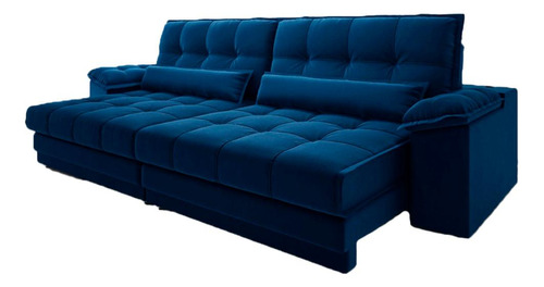 Sofá Com Usb Retrátil E Reclinável Colosso 2,50m Cor Azul-marinho