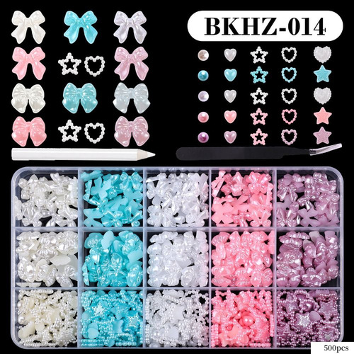 Encantos 3d Uñas Perlas Accesorios Moño Aplanados