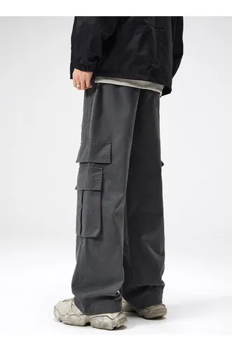 Pantalon Cargo Elastico Recto Baggy Gabardina