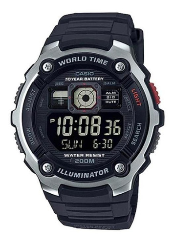Relógio digital Casio AE-2000w-1bv para homens, coleção de 48 mm