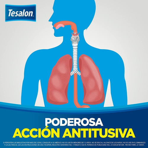 Imagen 5 de 6 de Tesalon Tesapearl 100mg C/20 Cápsulas/ Alivio De La Tos Seca