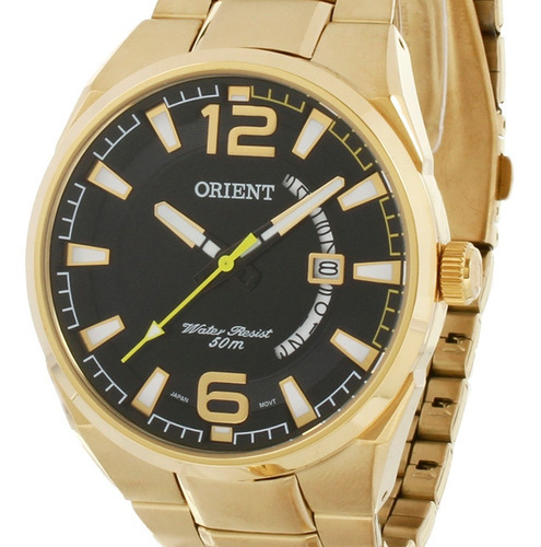 Relógio Orient Masculino Mgss1159 P2kx Dourado Analogico Cor do fundo Preto