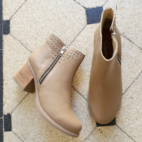 Botas Botinetas 100% Cuero Visón Moda Mujer Invierno Sposami